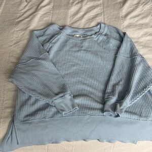 American Eagle Light Blue Big Hug Waffle shirt